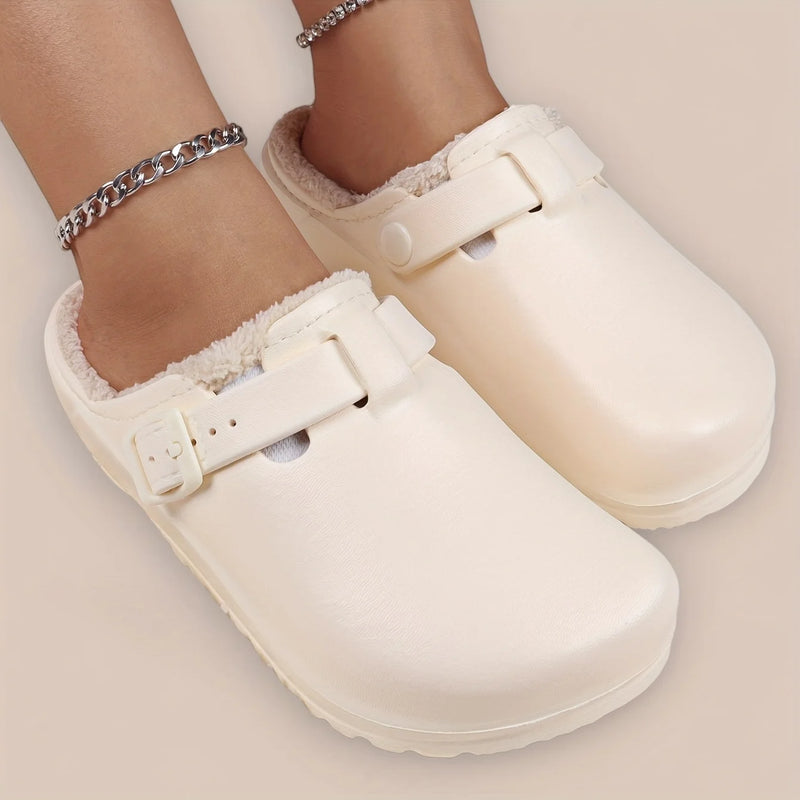 Women's EVA Plush House Slippers Adjustable Straps, Round Toe, Anti-Slip Women's Winter Shoes Suitable for Indoor Outdoor Wear