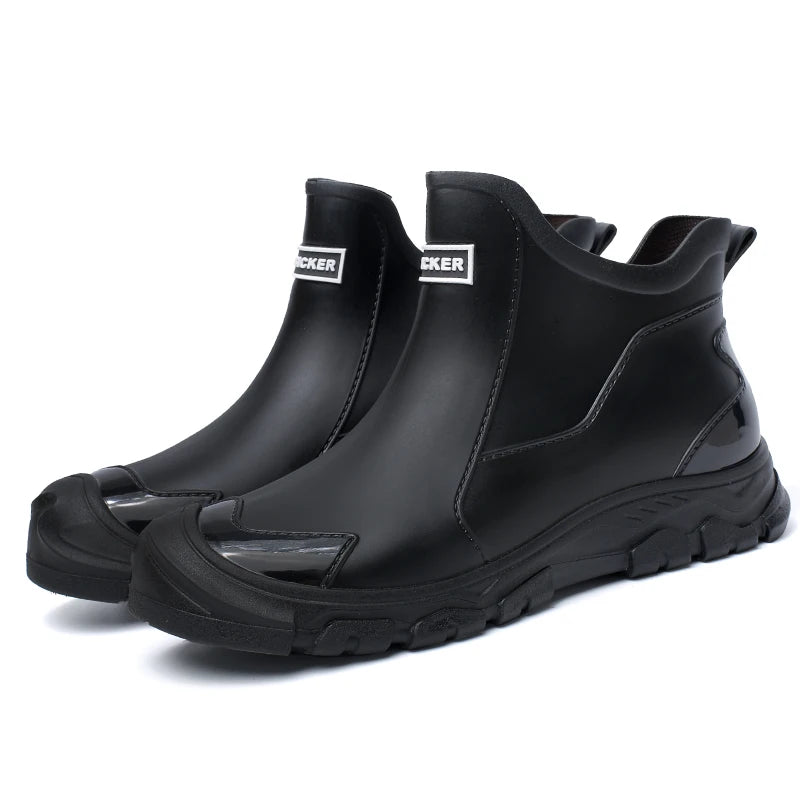Men's Rain Boots Waterproof Boots Outdoor Non-slip Casual Ankle Boots Hiking Fishing Water Shoes Work Lightweight Rubber Boot