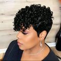 8 Inches Pixie Cut Wigs for Women Short Layered Human Hair Wigs with Bangs Full Machine Made Wig