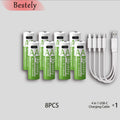 Bestely 1.5V 13600mAh USB AA Lithium Ion Rechargeable Battery, Fast Charging Li-ion Akku, 2000 Cycle with USB-C Port Cables