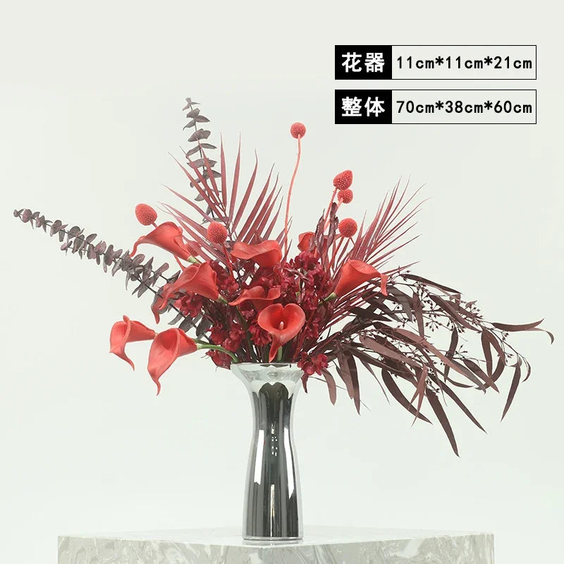 Elegant Artificial Flower Vase Set Home Office Decor Flower Arrangements Model Room Display