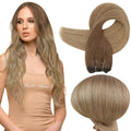 Full Shine Human Hair Weft Extensions Hair Bundles Ombre Blonde Color 100g Sew In Silky Straight Remy Skin Double Weft For Salon