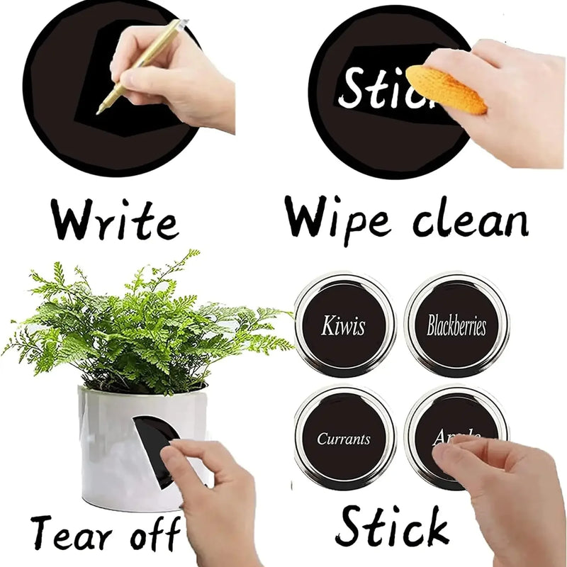 120pcs 5cm Chalkboard Labels with Pen Round Stickers Black Circle Labels Dot Stickers for Office Classroom Home School Crafts