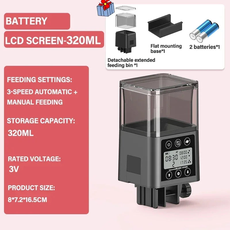 Automatic Fish Feeder LED LCD Screen 120ml/320ml Large | SAMAG