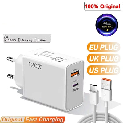 120W Charger Turbo Fast Charging EU US UK Wall | SAMAG