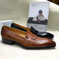 Men's Genuine Leather Penny Loafers Handmade Tassel Slip-On Dress Shoes for Wedding Banquet Casual Business Footwear