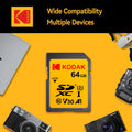 KODAK SD Card High speed SD Card U3 Class10 256GB 128GB 64GB 32G Full Size Flash SD Memory Card High Speed for Camera