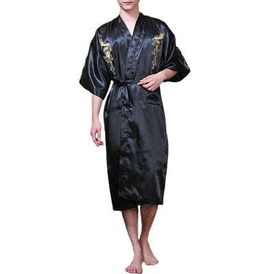 Sexy Men Satin Silky Chinese Dragon Kimono Bathrobe | SAMAG
