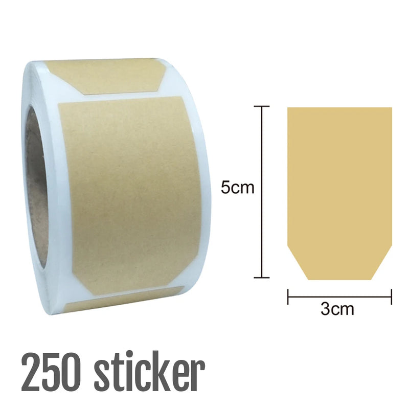 1Roll Kraft Paperblank Can Write Name Self-adhesive Sealing Gift Stickers Home Packaging Seal Labels Rectangle