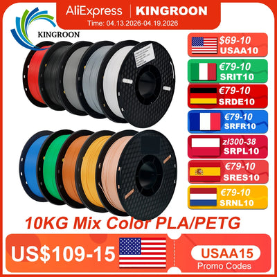 KINGROON 22LBS PETG or PLA filament 3D Printer 10 Rolls | SAMAG