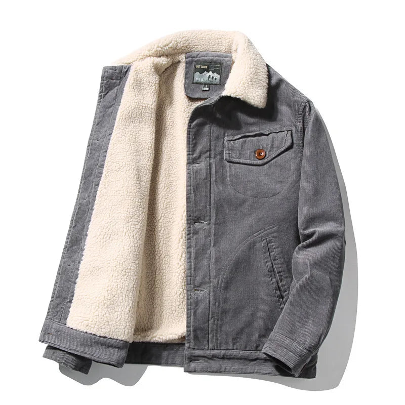 Winter Classic Corduroy Men's Cotton-Padded Clothes Standing Collar Casual Loose Coat Warm Cotton-Padded Jacket