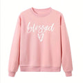 Women's Elastic Knit 2‑Piece Tracksuit Letter Print Long Sleeve Crew Neck Sweatshirt Elastic Waist Jogger Pants Loungewear Set