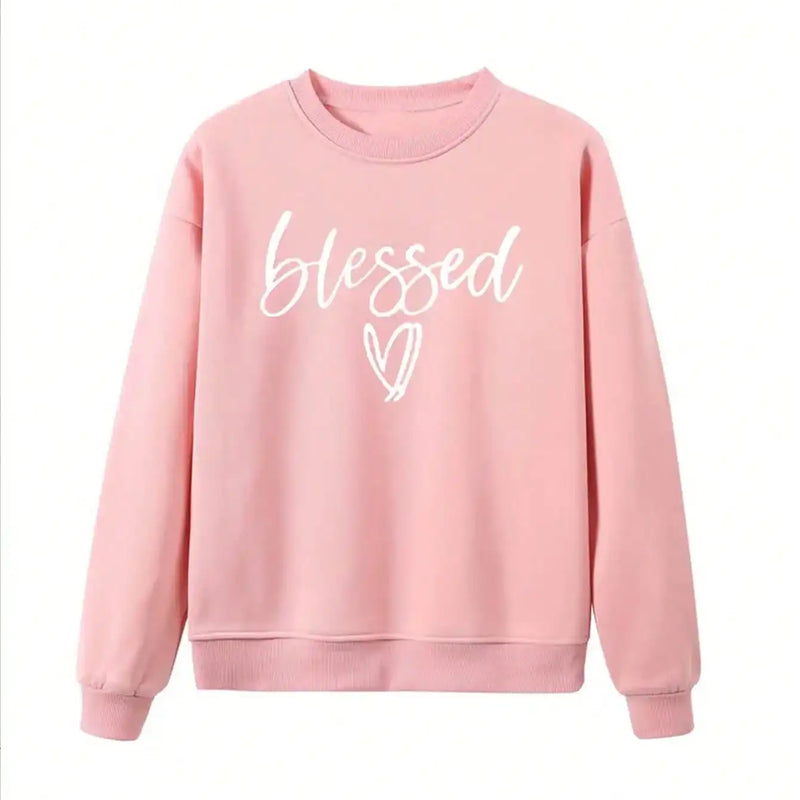 Women's Elastic Knit 2‑Piece Tracksuit Letter Print Long Sleeve Crew Neck Sweatshirt Elastic Waist Jogger Pants Loungewear Set