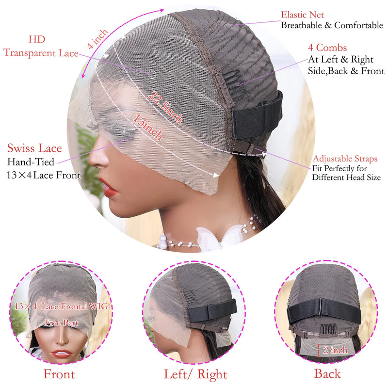 4/27 Ombre 13x4 Lace Front Human Hair Wig 100% Remy Hair Pre Plucked Transparent Lace Highlight Wigs Human Hair Straight Bob Wig