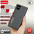 Lenovo 500000mAh 140W PowerBank Super Fast Charge Portable Powerbank External Battery Charger LED Display For iPhone