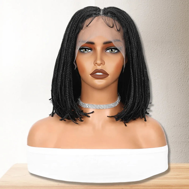 Synthetic Lace Front Wigs For Woman Short Bob Wig with Bangs Braided Wigs Women Daily Party Cosplay Woman Wigs Black Gray