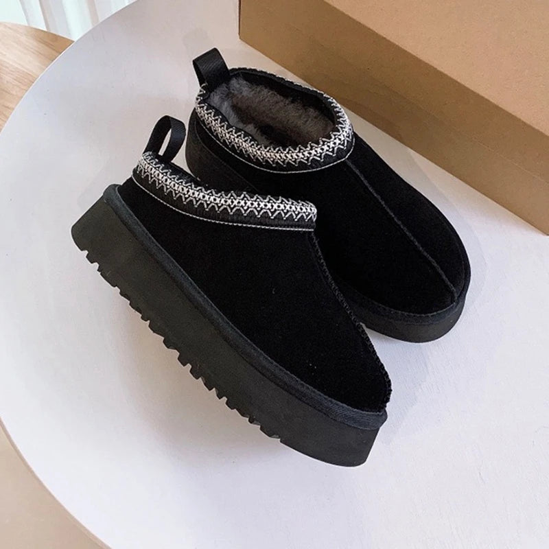 2026 Women's eepskin Fur Slipper Boots Flat Bot Warm Anti-Slip Korean Sle Lazy Person Slippers Snow Boots Casual ort Tube 34-44