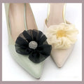 2Pcs/pack Shiny Rhinestone Shoe Clip Silk Flower Bowknot Shoe Decorations  Charm Buckle Wedding Brooch Bride Shoe Accessories