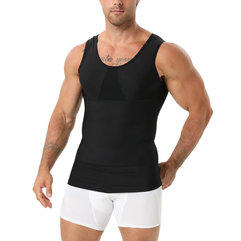 Men Shapewear Vest Triangle Mesh Chest Breathable Compression Tank Top Summer Slim Fit Body Shaper Sports Casual Daily Undershir