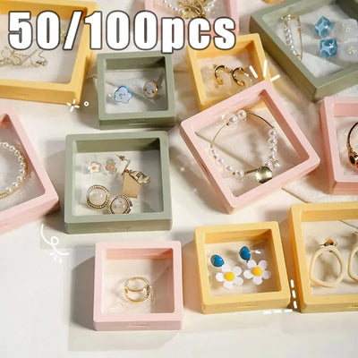 100PS Transparent Film Jewelry Packing Box Suspended Ring Earring Display Stand Holder Coin Collection Storage PET | SAMAG