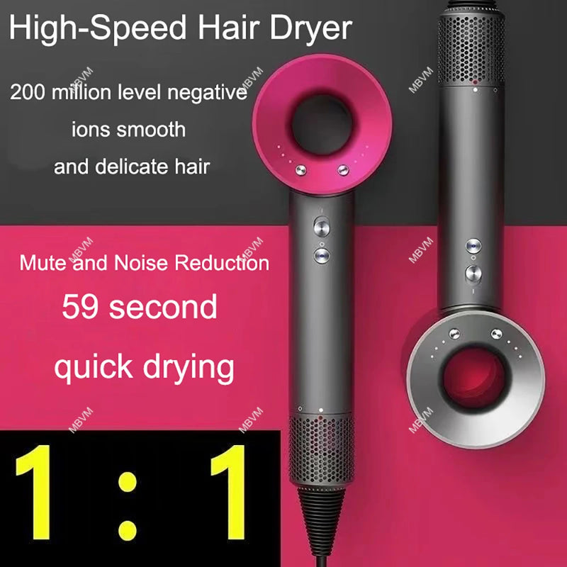 7 in 1 Hair Dryer Professional with Cold Hot Air Functionality Negative Lon Blow Quick Dry Leafless Salon Home Hairdryer