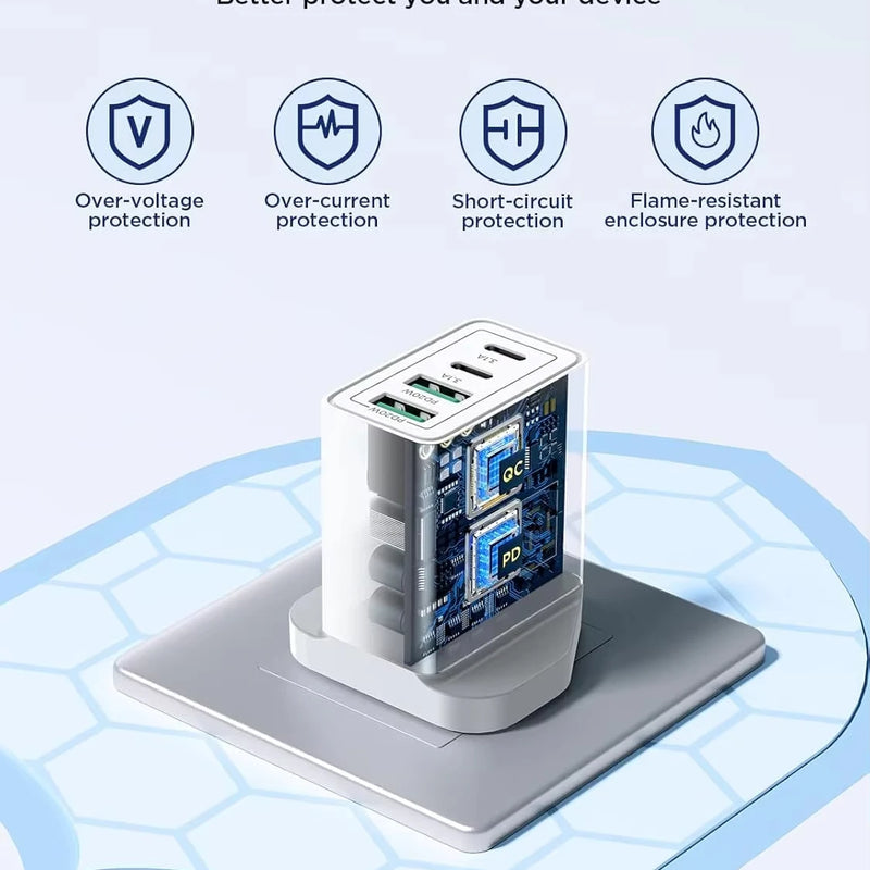 EU/UK/US/AU Wall Plug Multi-Port USB-C/USB-A Mobile Phone Charger, 40W Dual PD Fast Charging Block Adapter For iPhone Xiaomi