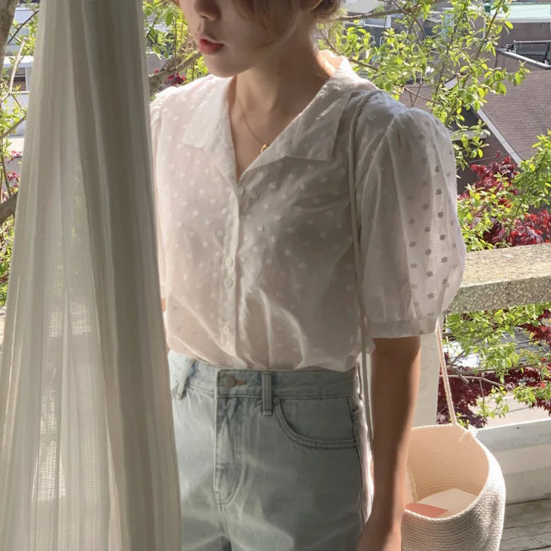 Shirts Women All - match V - Neck blouse and tops Korean - View 7 | SAMAG
