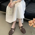 2026 Summer New Women's Mules And Clogs Closed Toe Woven Hollow Out Breathable Slip On Shoes Plus Size Casual Flat Sandals мюли