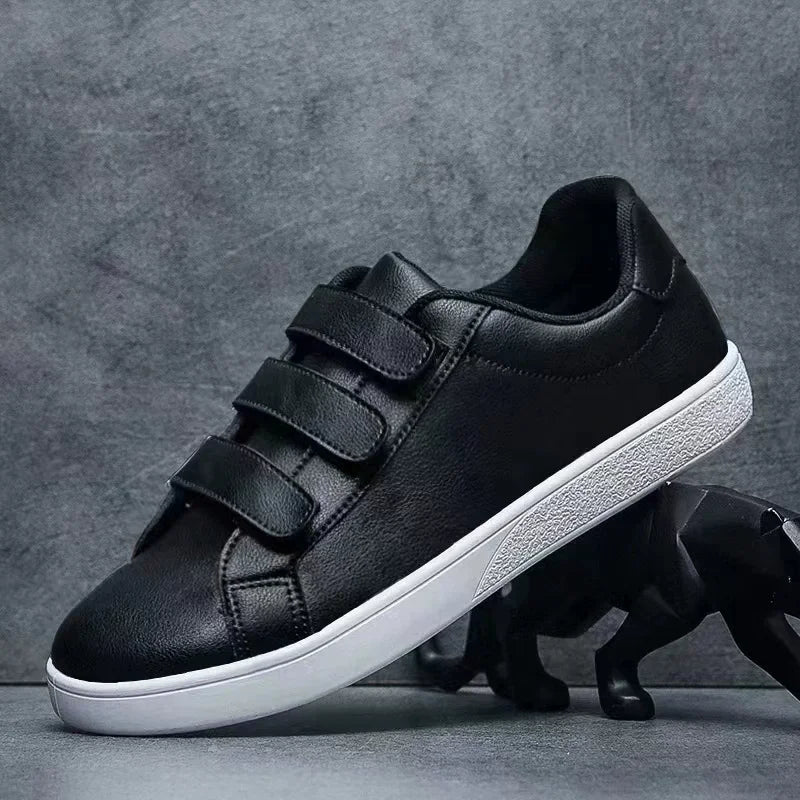 Men's Vulcanized Shoes Casual Low Top Flat Sneakers White Shoes Zapatillas Hombre Chaussure Homme Drop Shipping Leather Black