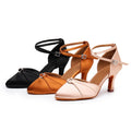 Latin Dance Shoes for Women Silk Diamond Modern National Standard Pumps Cha Cha Rumba High Heeled Professional Indoor Stilettos