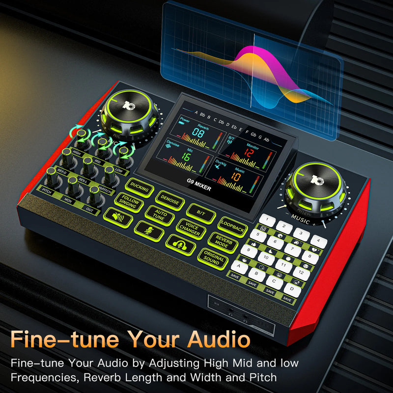 Tenlamp G9 Professional Podcast Influencer KOL Singing Gaming DJ Mixing Station Controller Equipment Studio Professional Recording Electronic Music Mixer Power Karaoke Machine Available Dynamic Condenser Wireless Microphone P
