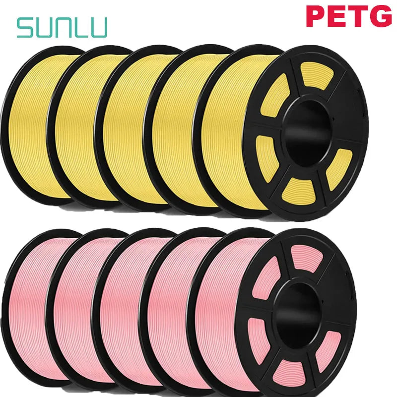 SUNLU PETG 3D Filament 1KG Biodegradable 1.75MM 10Rolls Bright Color Good Toughness Excellent Acid Alkali Weather Resistance