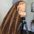30 32 Inch 13x4 13x6 HD Highlight Ombre Curly Lace Frontal Human Hair Wigs Honey Blonde Colored Deep Wave Frontal Wigs For Women