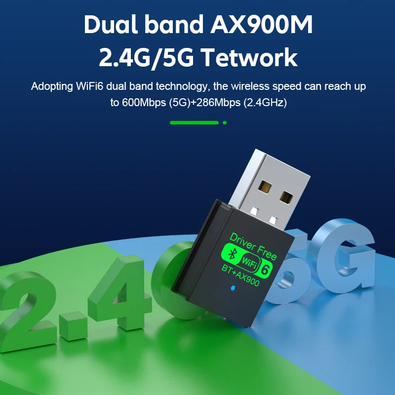 2 IN 1 WIFI6 AX900 USB WiFi Bluetooth 5.4 Wireless Adapter Dual Band 2.4G+5GHz 900Mbps Network Card - Visuel 5 | SAMAG