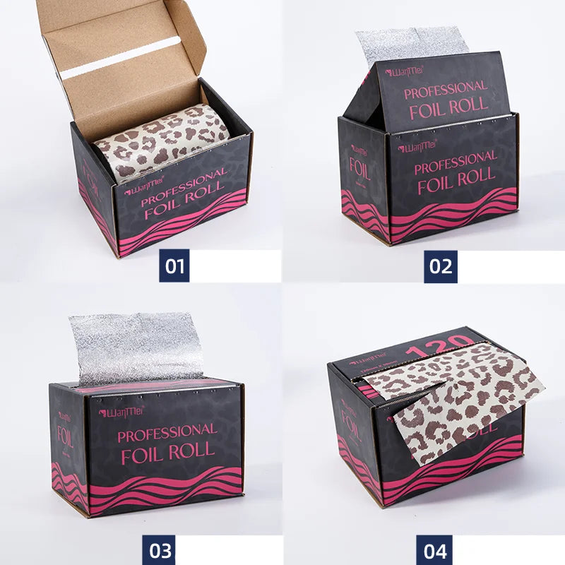 1Roll WANMEI Leopard Print Hair Coloring Aluminum Foil Hairdressing Perm Highlights Bleaching Hair Styling Tools Salon