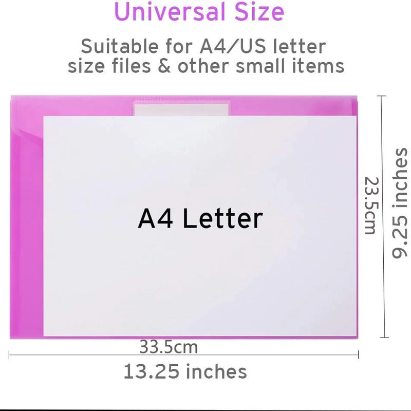 10/5pcs A4 Folders Plastic Envelopes Clear File Folder for Document Poly File with Label Pocket Snap Button for Office Organizer