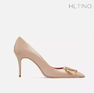 HLTINO Fashion Black Matte Finish High Heels with Buckle Women Classic Pumps Sexy Dress Shoes Party Stilettos for Spring Summer