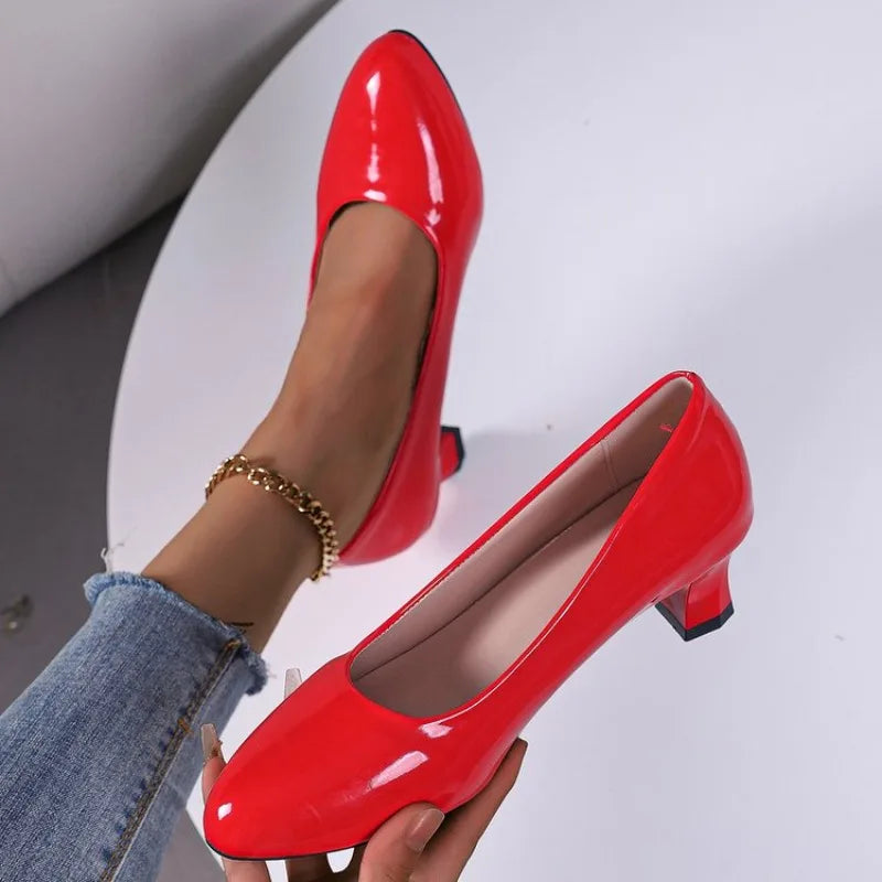 Slip-on Women's Shoes 2026 Autumn Style Shallow Comfortable Work Shoes Casual Fashion High Heels Large Size 36-43