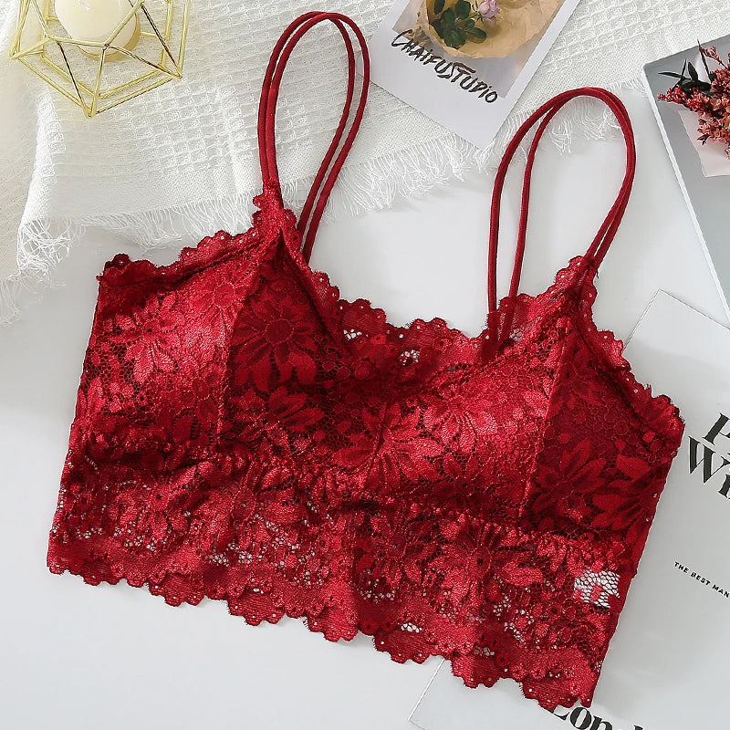 Women's Lace Bras Top Comfortable Bralette Solid Color - Visuel 4 | SAMAG
