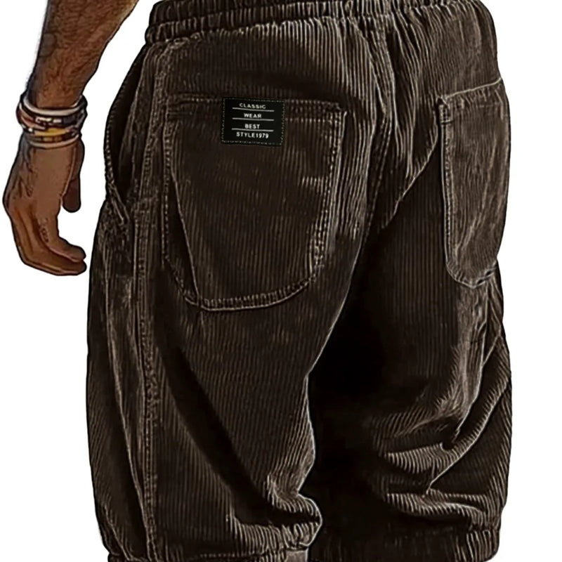 Men's Retro Corduroy Casual Shorts Fashion Solid | SAMAG
