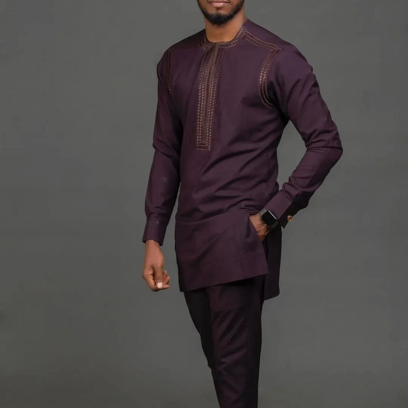 Summer Short Sleeve Men's Kuanda Suit Stand Collar Single Breasted Tuxedo Men's Suit Wedding Ethnic Style 2 Piece Sets Outfits