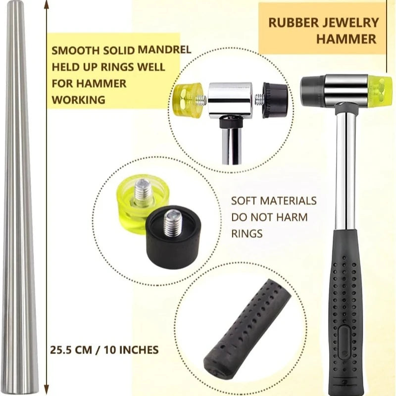 US Standard Ring Sizer & Reshaping Mandrel Set, DIY Jewelry Making Measuring Repair Maintenance Tools for Ring Shaping