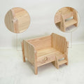 Pet Bed with Step Long-Lasting Wooden Pet Bed Elevated Cat Couch Indoor Furniture Comfortable for Cats, Living Room, Bedroom