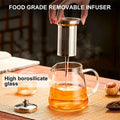 Heat-Resistant Borosilicate Glass Teapot with Removable Stainless Steel Infuser Kung Fu Tea Set Clear for Loose Leaf Tea Home Of