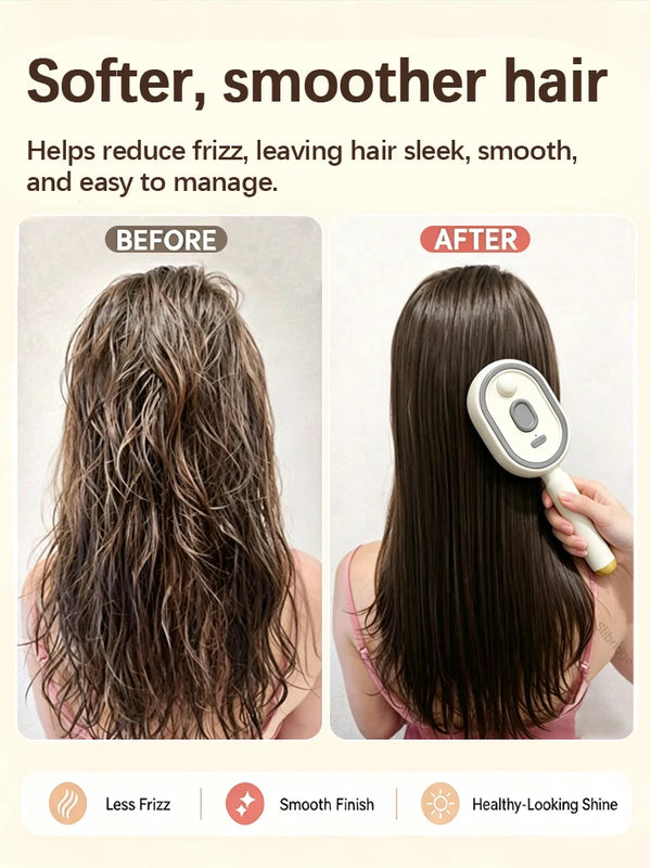 Electric Hair Brush for Anti-Frizz Detangling with Spray, Red Light Therapy & Retractable Teeth Scalp Massage,2026 Upgraded