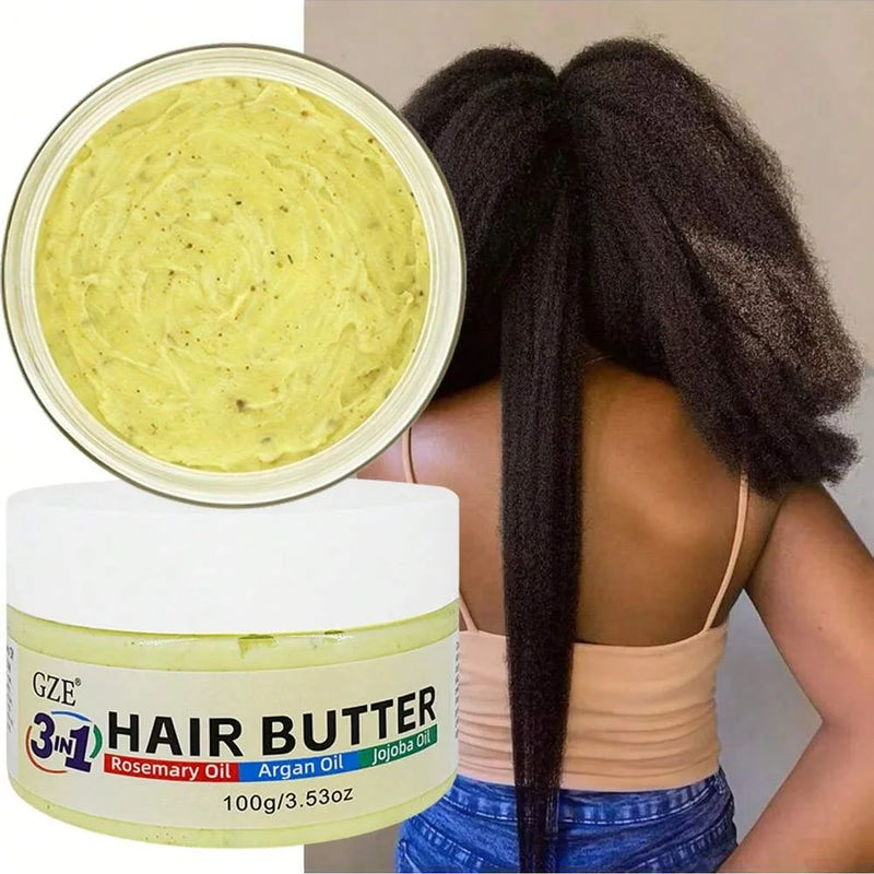 GZE 3 in 1 Hair Butter Nourishing Cream with Rosemary, Argan & Jojoba Oils for Deep Conditioning, Frizz Control, Stong Hair Root