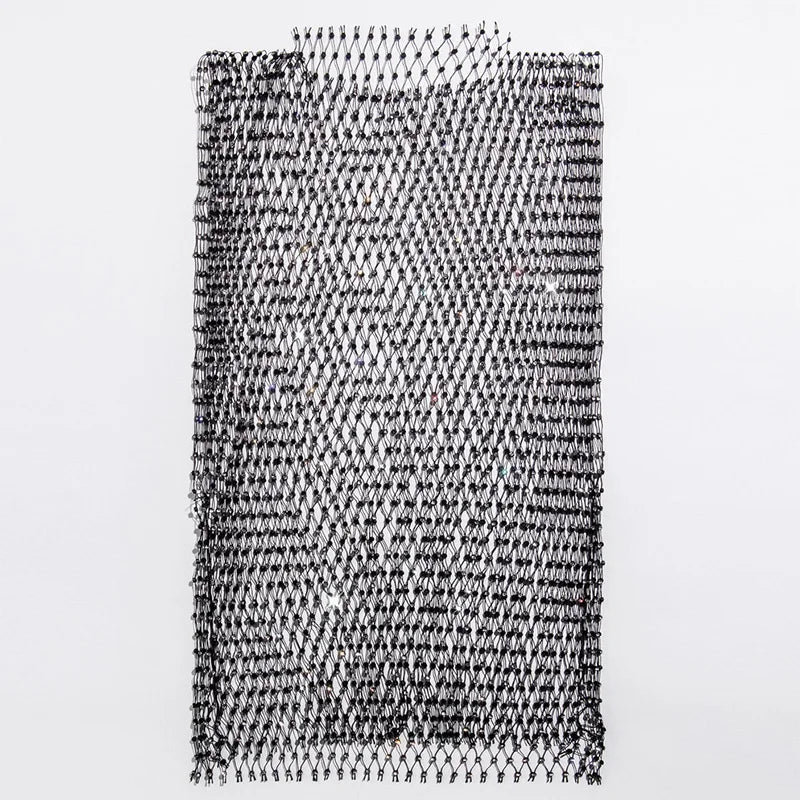Summer Mesh See Through Vest for Women Sexy Shiny Rhinestone Fishnet Hollow Out Crop Top Beach Cover Up Party Club Tank Tops