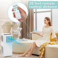 8000 BTU Portable Air Conditioner Quiet Sleep Mode, 3-in-1 Cooling Dehumidifying Fan for 350 Sq Ft Rooms, Energy-Saving 24-Hr Timer, AC Unit with Remote Full Window Kit White