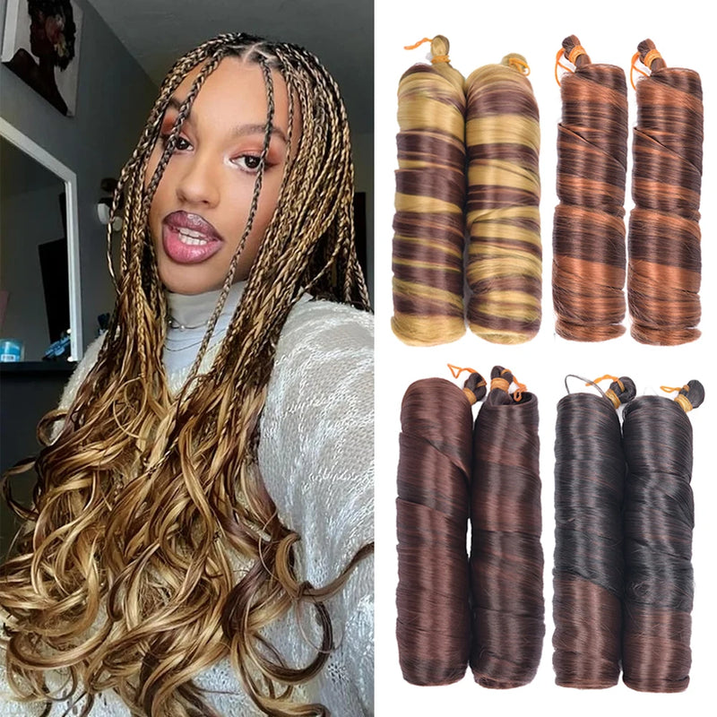 Loose Wave Braiding Hair Extensions 24" Synthetic Spiral Curls Braids Hair Pre Stretched Bouncy Braid French Curls Braiding Hair