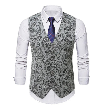 Men's Floral Suit Vest V-neck Single-breasted British | SAMAG